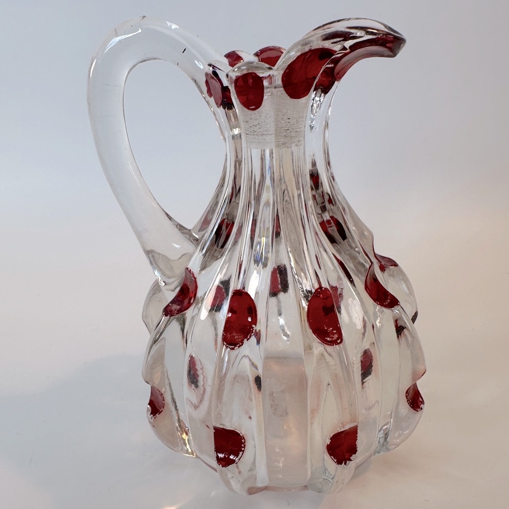 VTG Ruby Stained Victorian Glass Broken Column Cruet Small Pitcher No Cap HTF